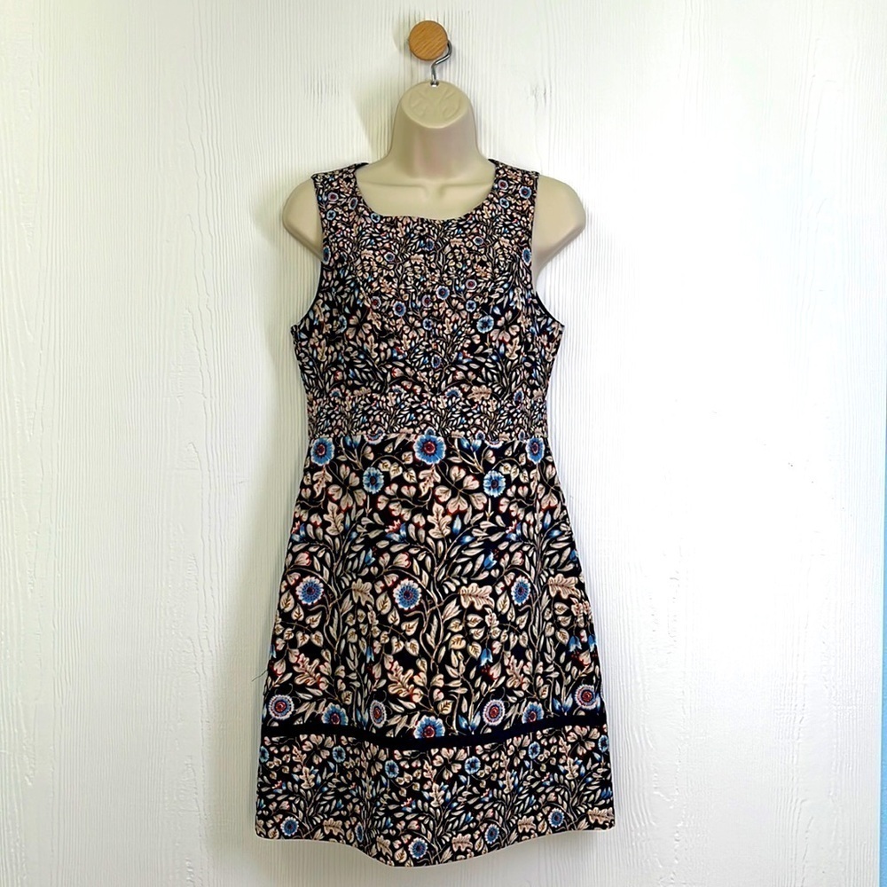 Anthropologie - Maeve Floral Blue & Red Sleeveless Sheath Dress Size 4